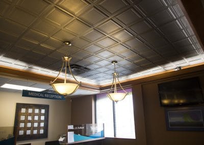 A ceiling in a medical office.