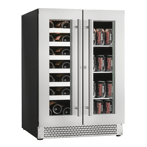 The CAVAVIN 24” wine cellar and beverage center 66 cans & 21 bottle capacity is a sleek and stylish beverage center that can hold up to 21 bottles of wine. With its two doors, this wine cellar also has.