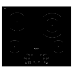The BLOMBERG 24” wide, Electric Cooktop features a sleek black design and four burners.