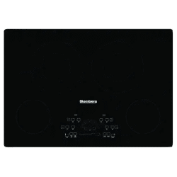 The BLOMBERG 30” wide, Electric Cooktop features four burners and a sleek black design.