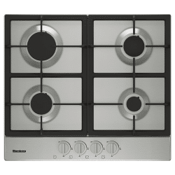 The BLOMBERG 24” wide, Gas Cooktop features a stainless steel gas hob with four burners.