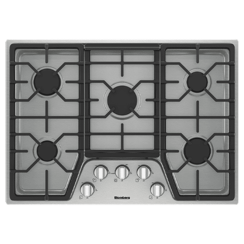 The BLOMBERG 30” wide, Gas Cooktop features four burners and is made of stainless steel.