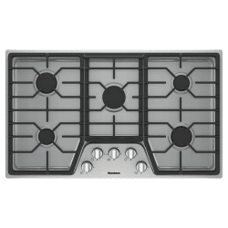 The BLOMBERG 36” wide, Gas Cooktop features a stainless steel design and four burners.