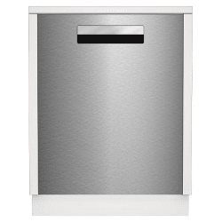 A BLOMBERG 24" wide, Tall Tub stainless steel dishwasher, seen on a white background.