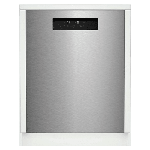 A BLOMBERG 24” wide, Tall Tub stainless steel dishwasher on a white background.