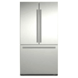 A BLOMBERG 19.86 cu.ft., Free-Standing French Door w/ Ice & Water Dispenser stainless steel refrigerator freezer on a white background.