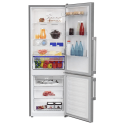 A BLOMBERG 11.43 cu.ft., Free-Standing refrigerator with the door open on a white background.