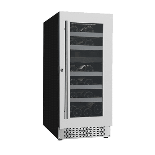 A CAVAVIN 15” wine cellar with a 24 bottle capacity on a white background.
