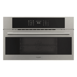 A stainless steel microwave oven with electronic controls, the FULGOR 30" COMBI STEAM OVENS.