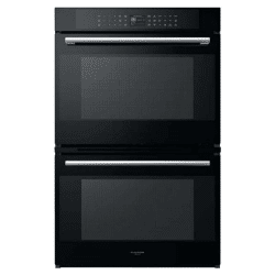 A FULGOR 30" WALL OVENS - DOUBLE black double oven with a glass door.