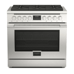 A FULGOR 36" PRO ACCENTO gas range with two ovens.