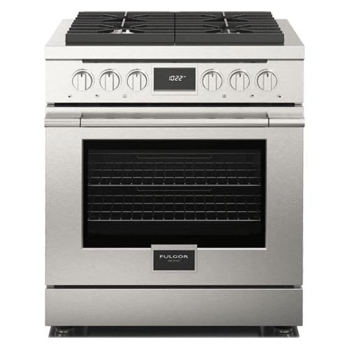 A FULGOR 30" PRO RANGES - ACCENTO gas range with a stainless steel oven.