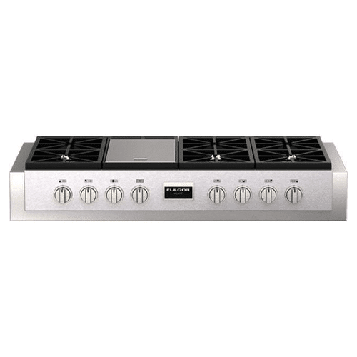A FULGOR 48" PRO RANGE TOPS stainless steel stove with four burners - Sofia.