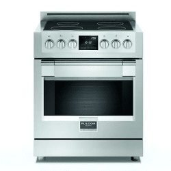 Introducing the FULGOR 30" PRO RANGES - SOFIA, a stainless steel oven with a glass door.
