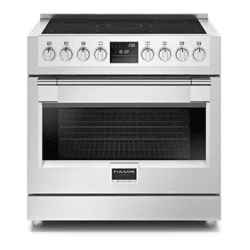 A FULGOR 36" PRO RANGES - Sofia oven with two ovens, made of stainless steel.